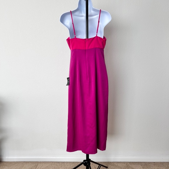 NWT Lulus Feeling Sensational Hot Pink and Magenta Color Block Midi Dress sz S - Picture 5 of 13